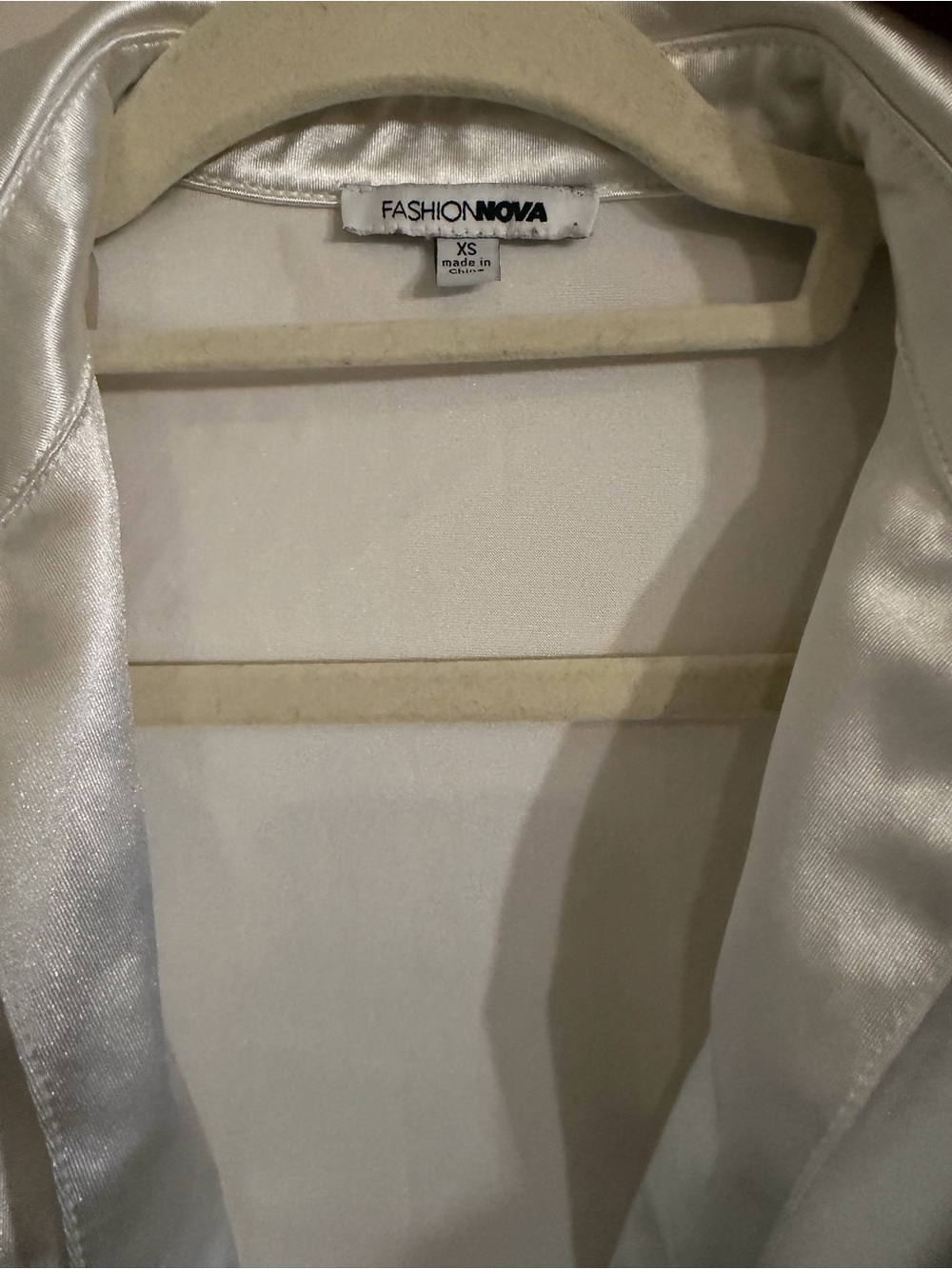 Fashion Nova Satin Shirt Dress in Silver - Picture 3 of 3